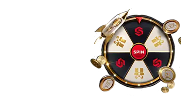 Image of a spinning wheel with various symbols, symbolizing the variety of gaming tournaments at Lex Online Casino.