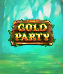 Enter the magical forest of the Gold Party game by Pragmatic Play, showcasing a beautifully designed wooden sign engraved with golden letters. The setting is a green forest which adds a sense of mystery to the overall ambiance. Ideal for fans of nature-themed slots, promising a whimsical adventure. 